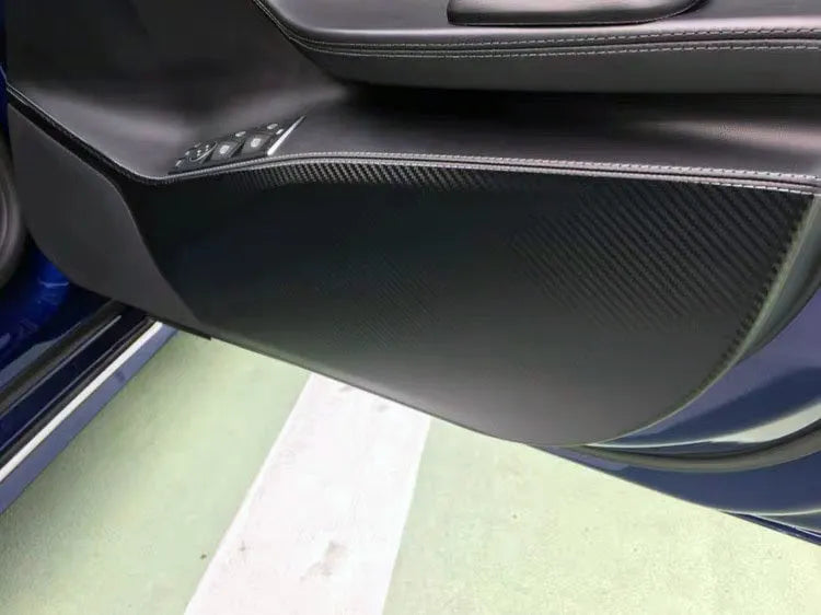 Carbon fibre protective film for Tesla Model S door control panels in 4-piece set