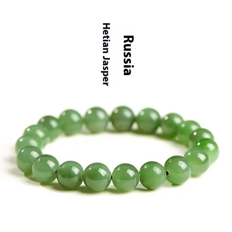 Natural jasper ball bracelet showing polished stone beads in one of five available sizes.