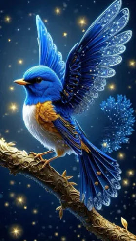 Handmade DIY blue bird rhinestone painting on 60x100cm canvas with internal framework
