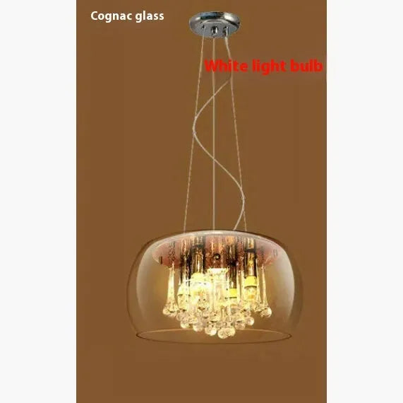 Modern minimalist LED ceiling chandelier with smoky gray glass cover for living room dining room