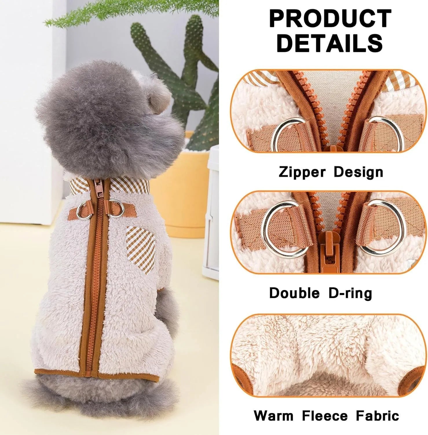Green plush fleece dog jumpsuit coat with four legs and a back zipper, shown on a small dog.
