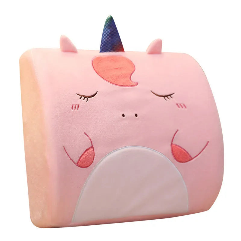 Cartoon embroidered memory foam seat cushion with removable core on an office chair