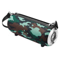 Square fabric and plastic portable Bluetooth speaker with retractable FM antenna and shoulder strap
