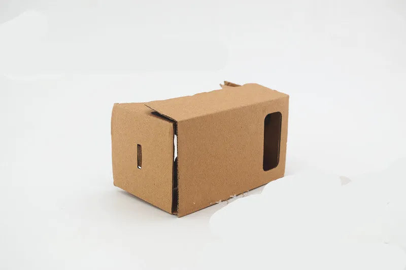 Pink and white VR cardboard glasses for smartphones with 3D lenses