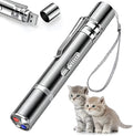 Silver aluminium alloy cat toy pointer wand with laser patterns for indoor pet play