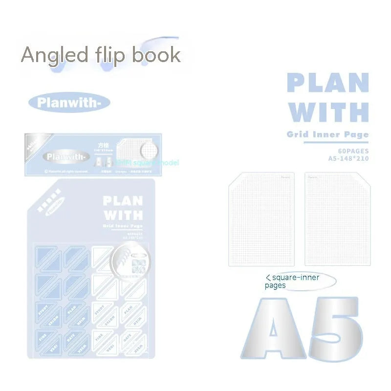 A5 and B5 student draft notebooks with white and blue plaid covers from the artsy Ins style salt series