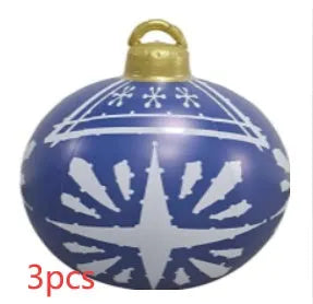 Large 60cm diameter inflatable PVC Christmas ball decoration for outdoor tree hanging