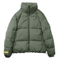 Men's stand collar padded jacket in black, polyester filling, zipper front, side slit pockets, straight hem, loose fit