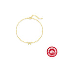 S925 sterling silver bracelet with clip chain and geometric heart charm in gold colour