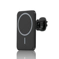 Black car magnetic wireless phone charger and air vent mount bracket showing Type-C port.