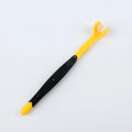 Pet toothbrush in orange, green, yellow, blue pink, black yellow or dark green colours with plastic handle and nylon bristles