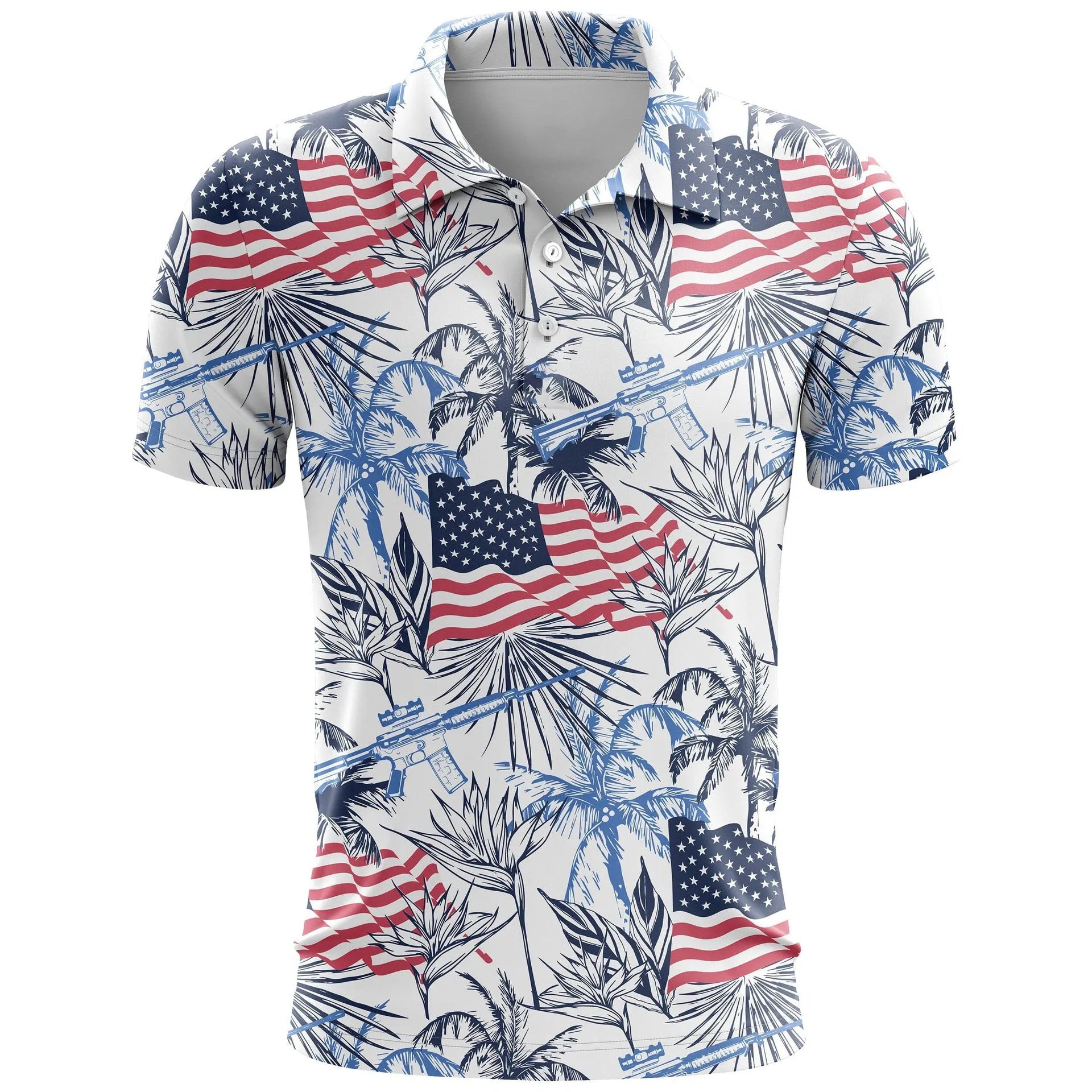 Loose-fit 3D printed short sleeve sports top in bird eye cloth polyester on a hanger.