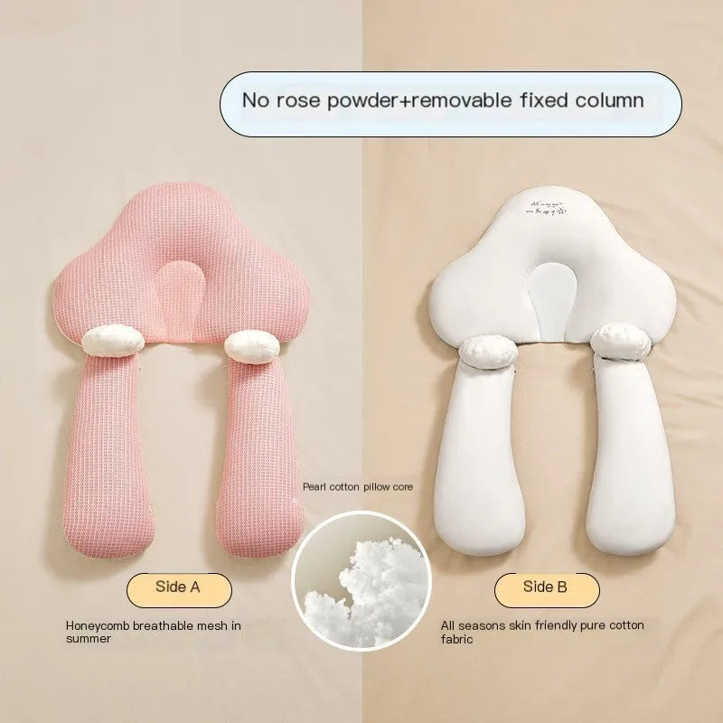 U-shaped baby head shaping pillow with pure cotton fabric in pink and blue colour options
