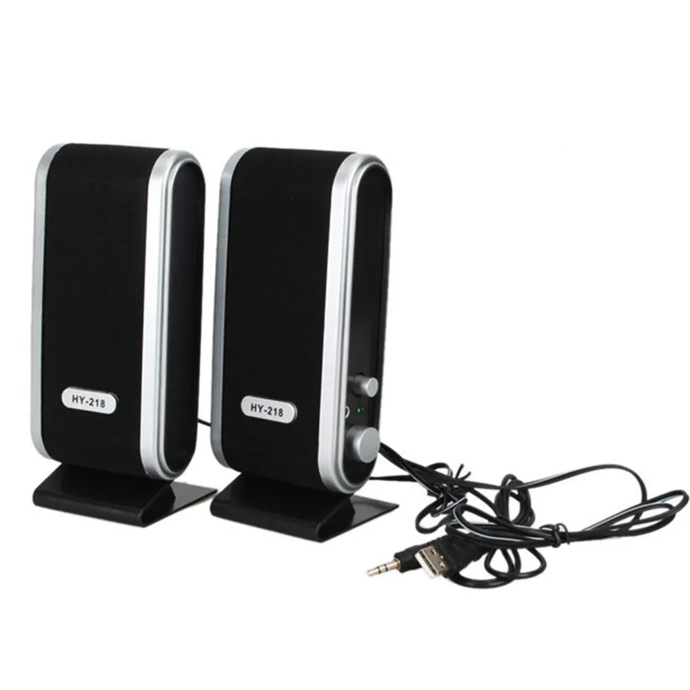 Black USB notebook mini speaker for computer audio enhancement with stereo output