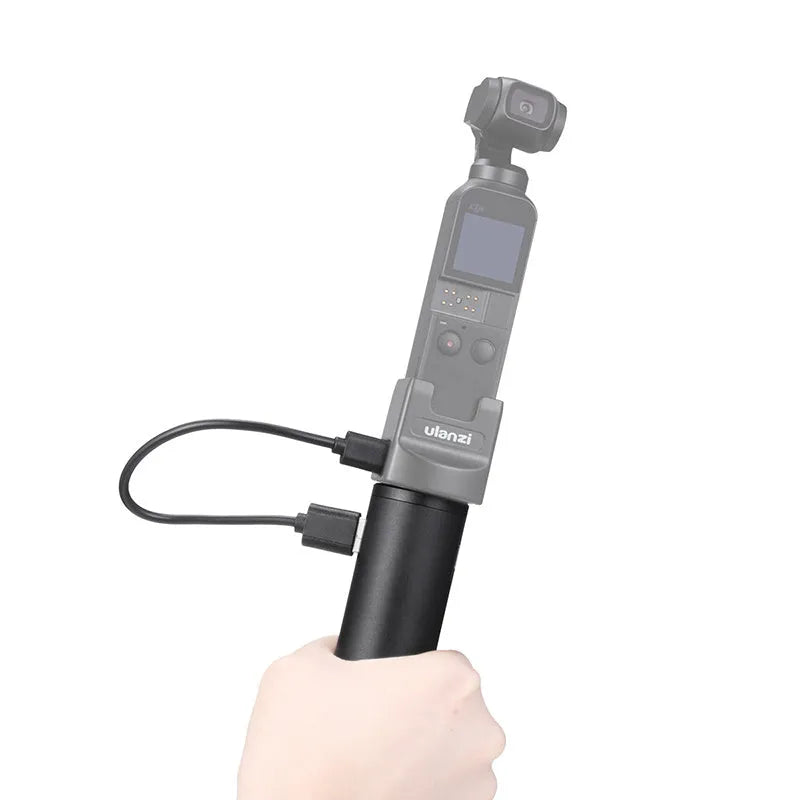 Black aluminium alloy charging treasure handle with 6800mAh battery capacity measuring 12.5cm