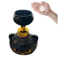 Black cartoon cat-shaped plastic foam soap dispenser measuring 10cm wide by 18cm tall