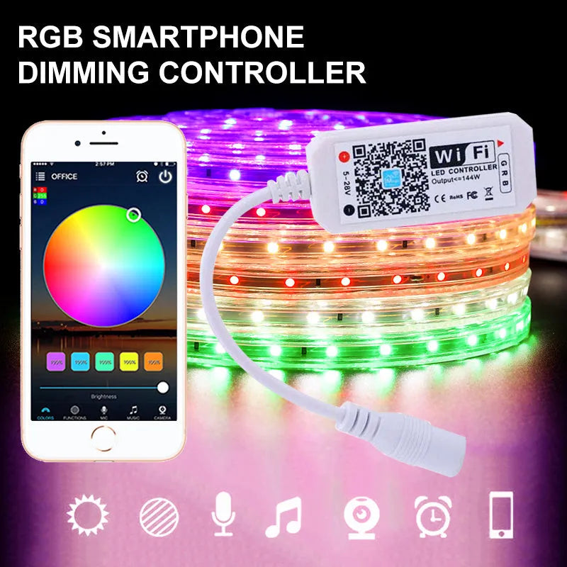 White WiFi light bar controller for LED strip lighting with Magic Home Pro app compatibility