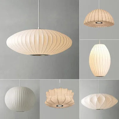 Fabric chandelier lantern lamp with iron frame, LED light source, available in multiple sizes from 30cm to 80cm