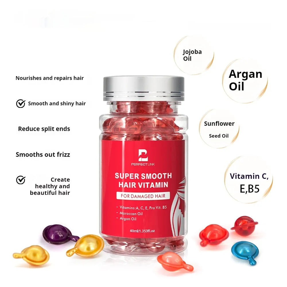 40ml Vitamin Nuts Hair Care Essential Oil bottle in one of six colour options: Red, Purple, Gold, Blue, Yellow, or Pink.