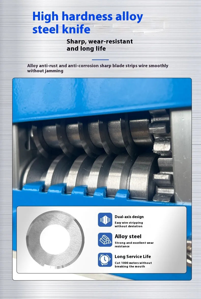 SD-017 manual wire stripping machine for 0.5mm to 17mm diameter cables on a workbench.