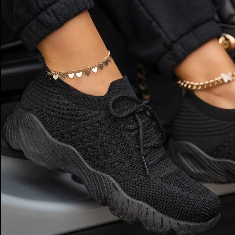 Women's solid colour thick bottom dad sneakers in multiple colours on a white background.