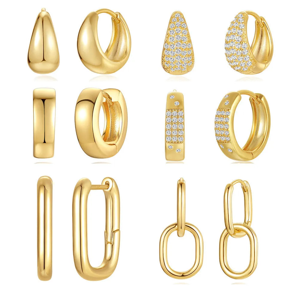 Golden brass diamond earclip earrings with geometric round design on copper base