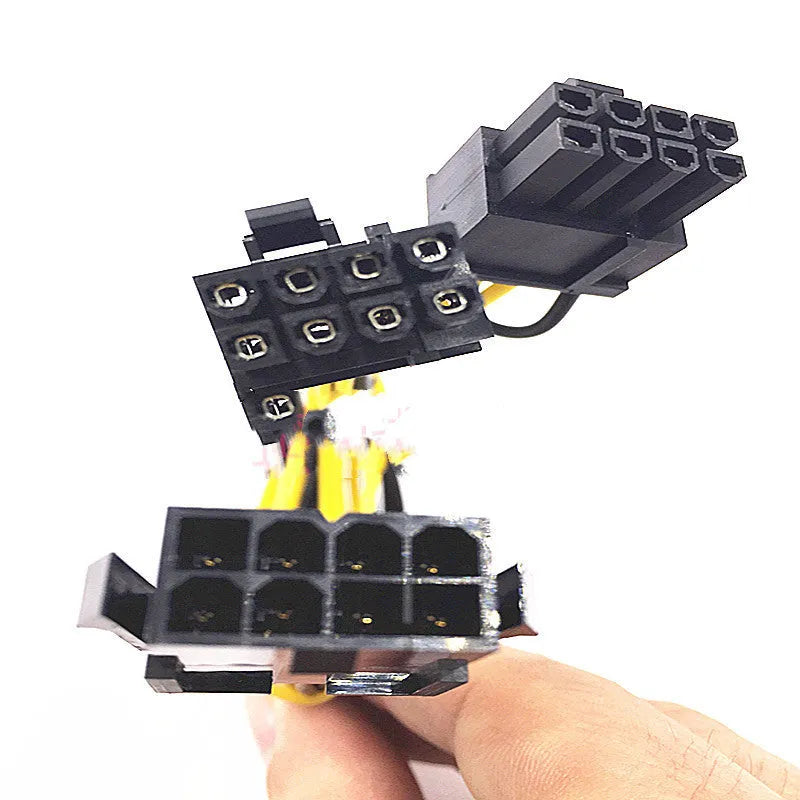 21cm black graphics card power cable with 8PIN female connector splitting to two 8PIN male connectors