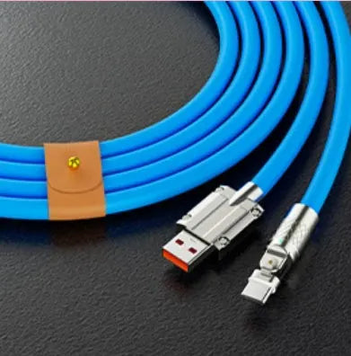 Mecha Elbow 180 Rotating Data Cable with zinc alloy connector in orange, 2m length