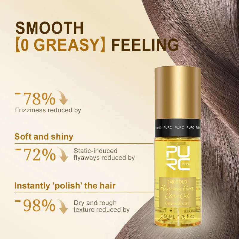 Yellow 50ml hair repair essential oil bottle for scalp and curly hair care.