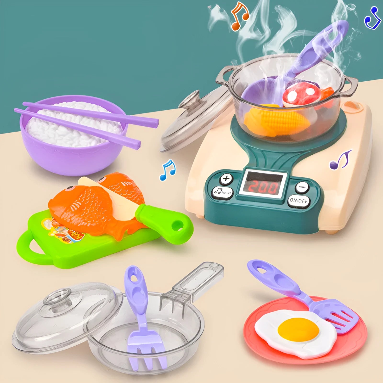 Children's plastic simulation kitchen play house toy with induction cooker design for infants