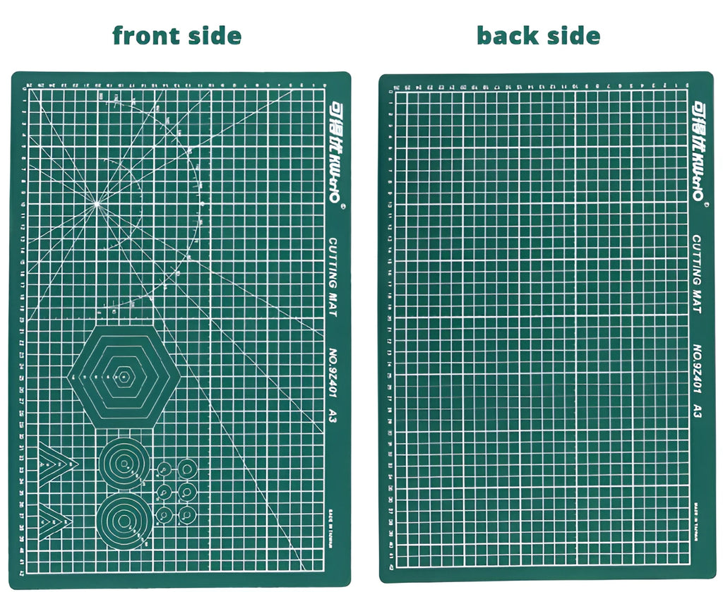A3 self healing cutting mat with centimetre grid lines in green, black, or grey colour options