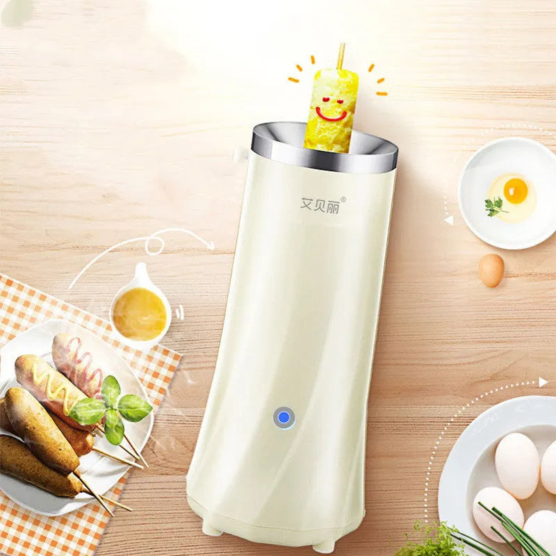 Mini breakfast machine in beige white colour with automatic function and compact design