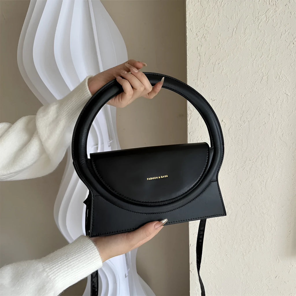 PU shoulder messenger bag with horizontal square shape and internal phone compartment