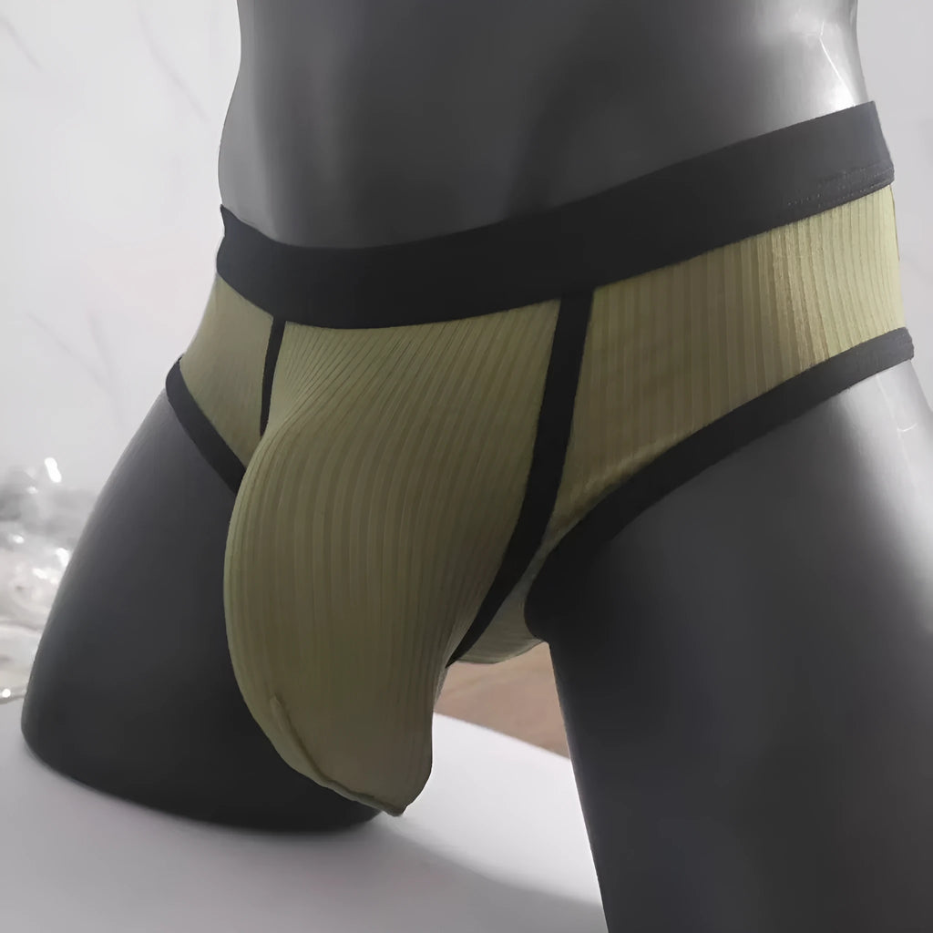 Men's U-shaped big bag briefs in breathable viscose fabric showing low waist design