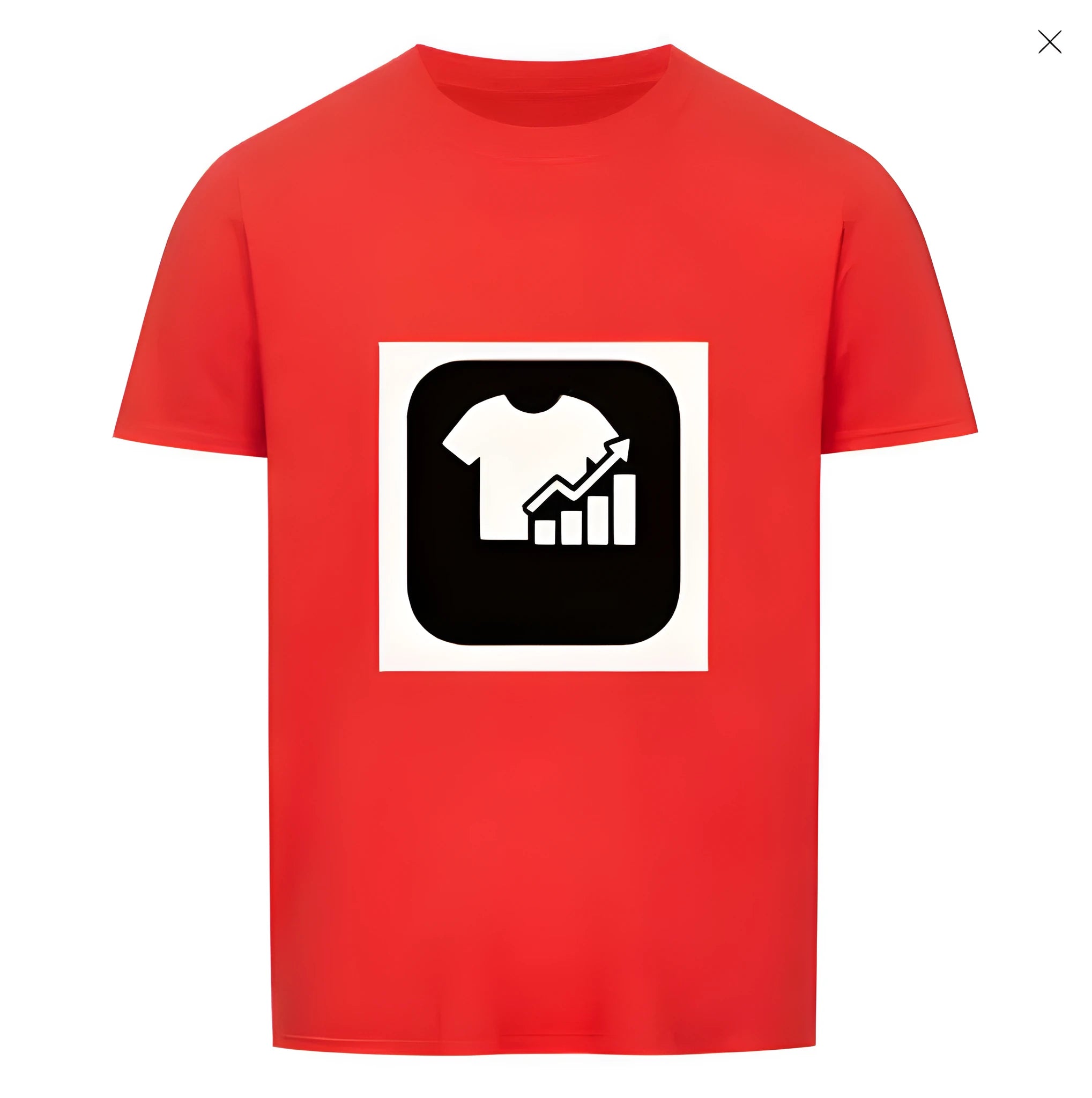 Red and white striped short sleeve t-shirt with a Japanese retro style, laid flat.