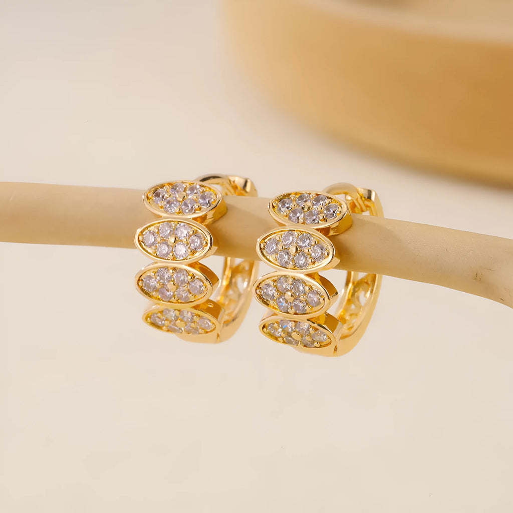 Women's copper earrings with zircon inlay detailing in EH412018 colour