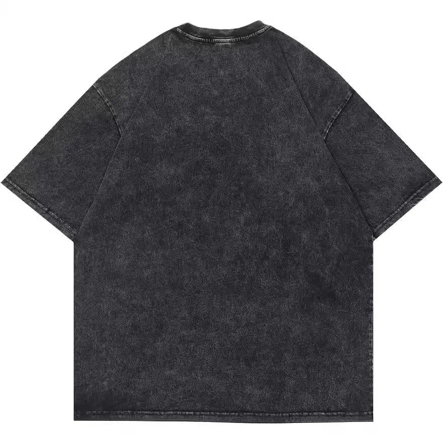 Men's loose fit cotton t-shirt with retro cartoon print design in streetwear style
