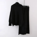 Women's casual long-sleeve sweater and wide-leg trousers co-ordinated set.