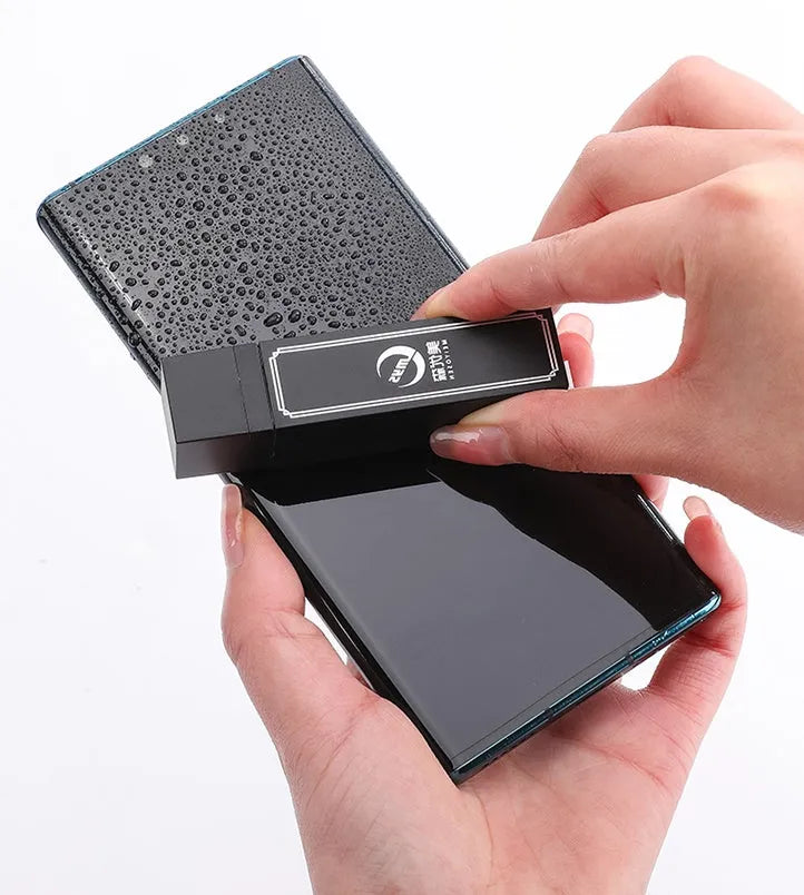 Black disposable mobile phone screen cleaner pack containing 40 decontamination wipes for portable device maintenance