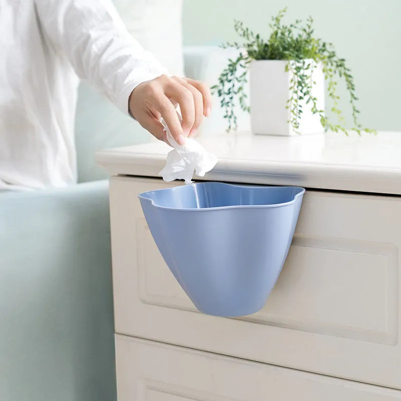 PP plastic kitchen cabinet garbage can in Nordic blue showing compact 21cm width design
