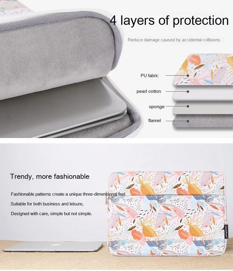 White waterproof 14-inch laptop inner bag made from PU leather with anti-seismic protection