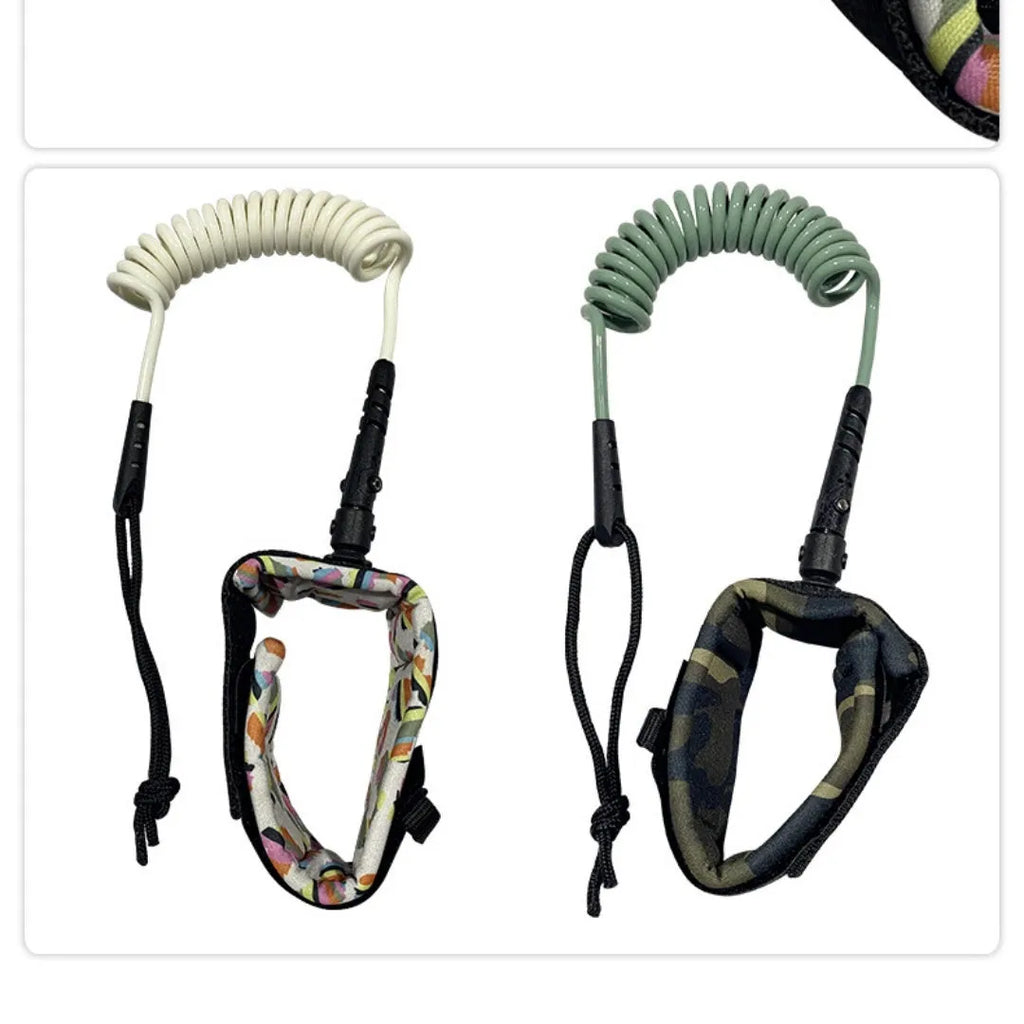 A high elastic pulp rope for holding and carrying a surfboard, shown in a random colour.