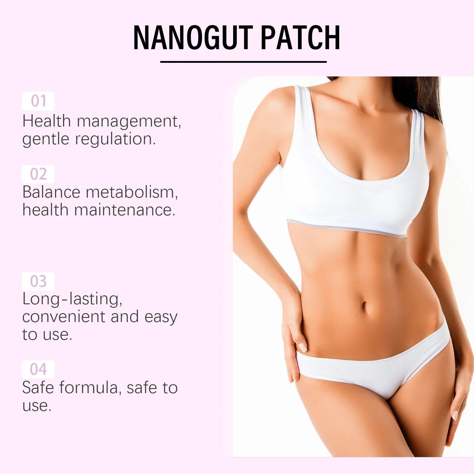 Pack of four 3x3cm nursing adhesive skin care patches on white background.