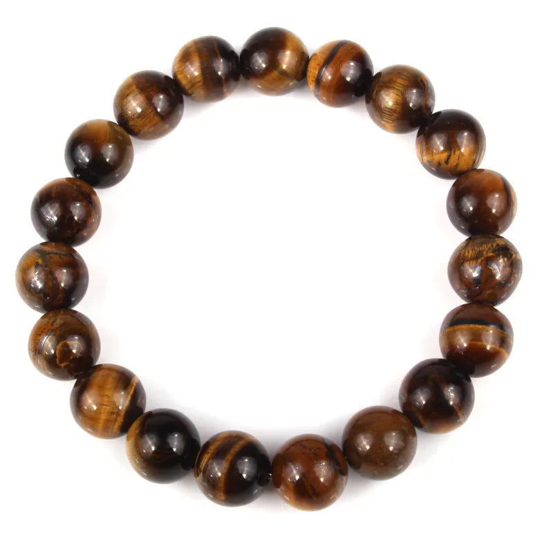 Tigereye stone crystal bracelet with round beads in selected size and colour variation