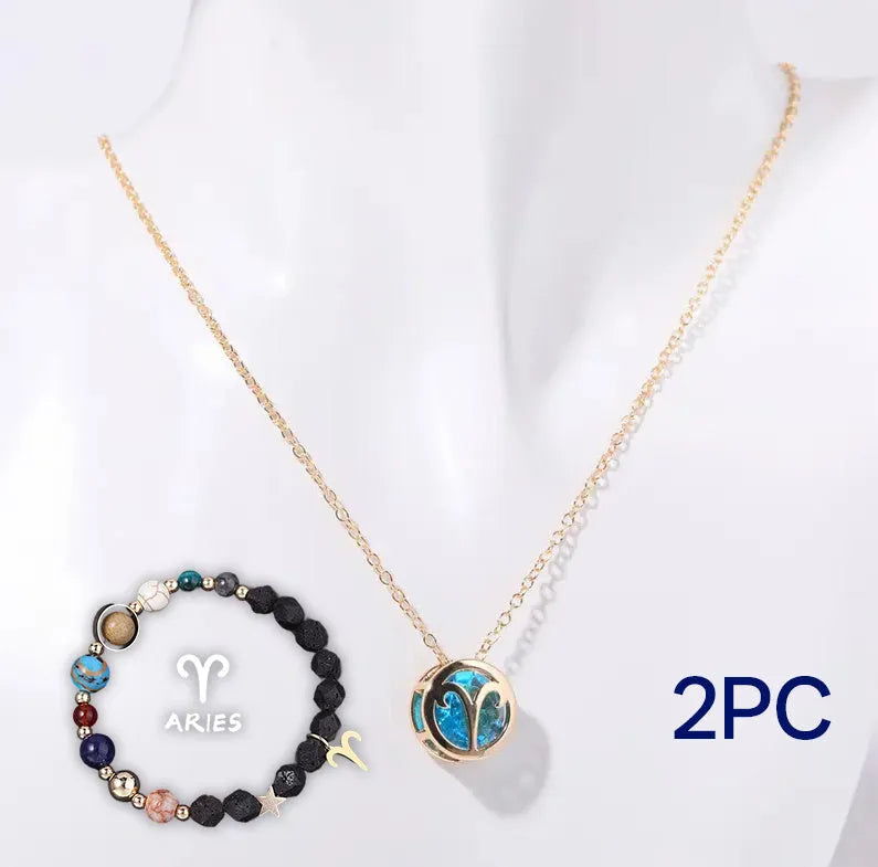 Natural stone beaded necklace and bracelet set on an adjustable nylon cord.