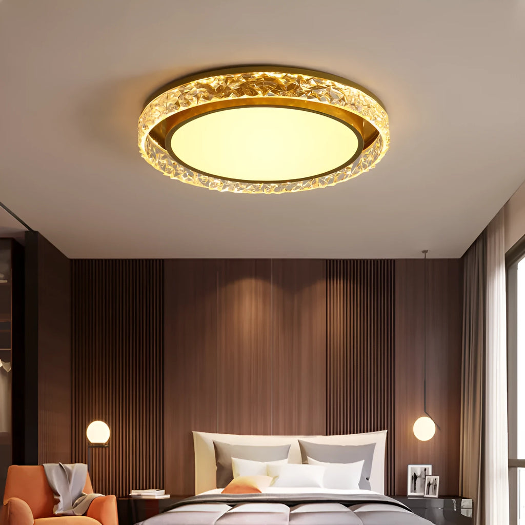 Nordic style iron and acrylic bedroom ceiling lamp with three-colour dimming, 50cm diameter, black finish