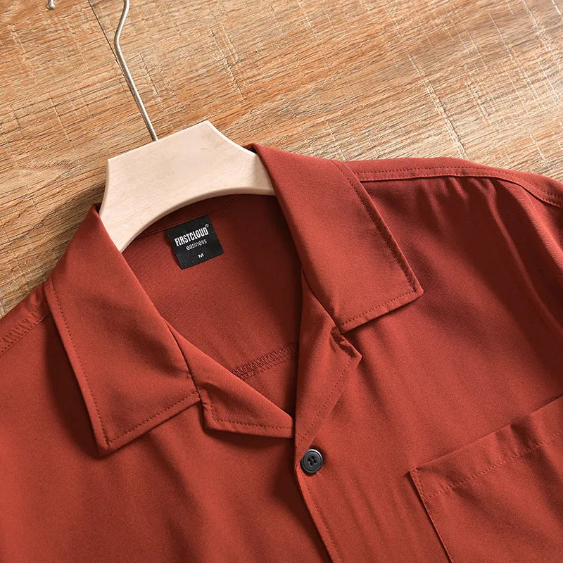Men's lightweight grey pure cotton short sleeve shirt with a loose, cardigan-style fit.