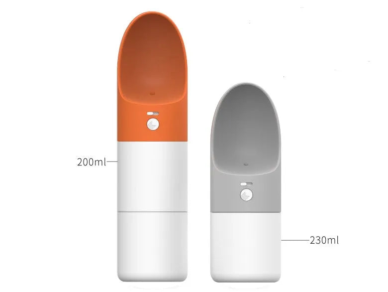 White Moestar Rocket Pet Cup with grey accents, showing the water outlet and one-button lock on a portable dog water bottle.