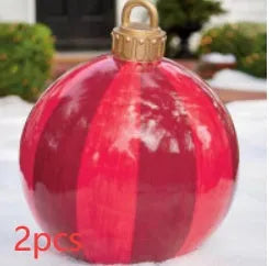 Large 60cm diameter inflatable PVC Christmas ball decoration for outdoor tree hanging