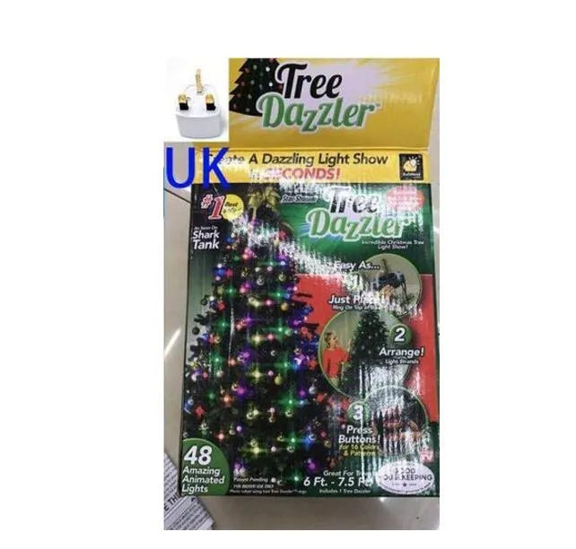 64 LED Christmas tree light string measuring 1.8 metres with button control for dimming and colour changing